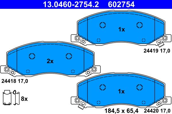 ATE 13.0460-2754.2 - Тормозные колодки, дисковые, комплект avtokuzovplus.com.ua