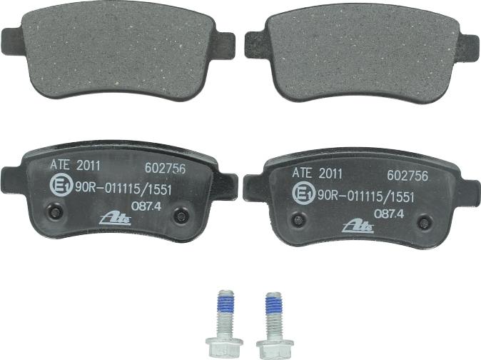 ATE 13.0460-2756.2 - Гальмівні колодки, дискові гальма autocars.com.ua