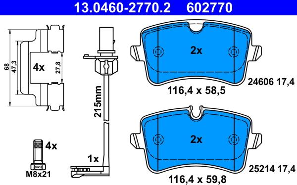 ATE 13.0460-2770.2 - Тормозные колодки, дисковые, комплект avtokuzovplus.com.ua