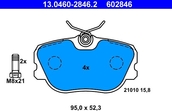 ATE 13.0460-2846.2 - Тормозные колодки, дисковые, комплект avtokuzovplus.com.ua