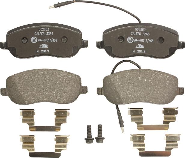 ATE 13.0460-2863.2 - Гальмівні колодки, дискові гальма autocars.com.ua