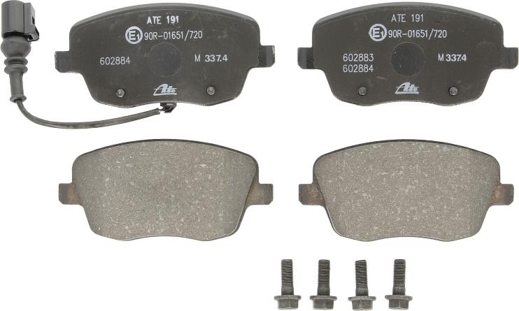 ATE 13.0460-2884.2 - Гальмівні колодки, дискові гальма autocars.com.ua