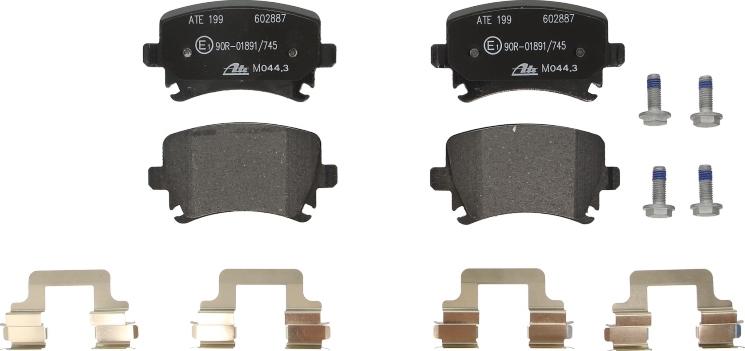 ATE 13.0460-2887.2 - Гальмівні колодки, дискові гальма autocars.com.ua