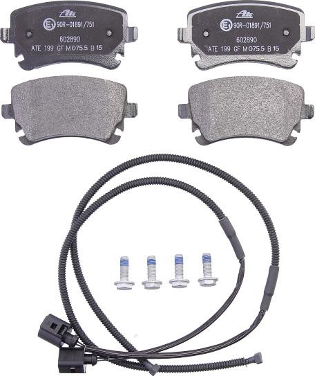 ATE 13.0460-2890.2 - Гальмівні колодки, дискові гальма autocars.com.ua