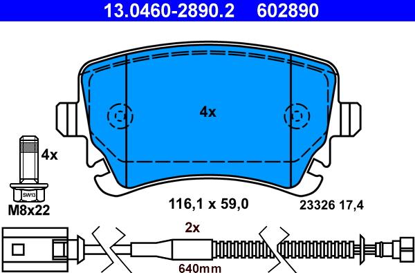 ATE 13.0460-2890.2 - Тормозные колодки, дисковые, комплект autodnr.net