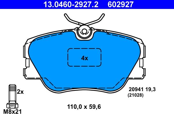 ATE 13.0460-2927.2 - Тормозные колодки, дисковые, комплект autodnr.net