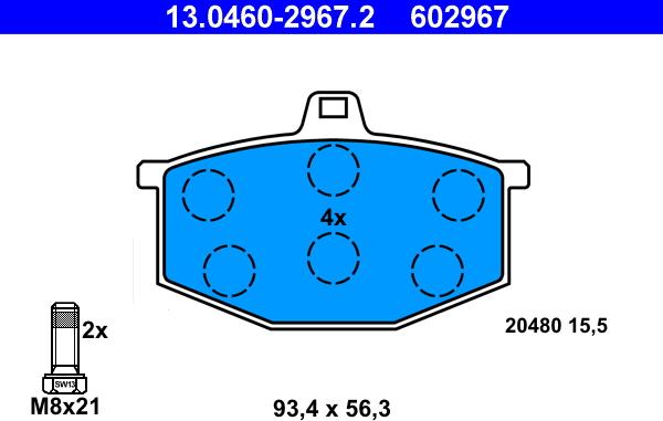 ATE 13046029672 - Гальмівні колодки, дискові гальма autocars.com.ua