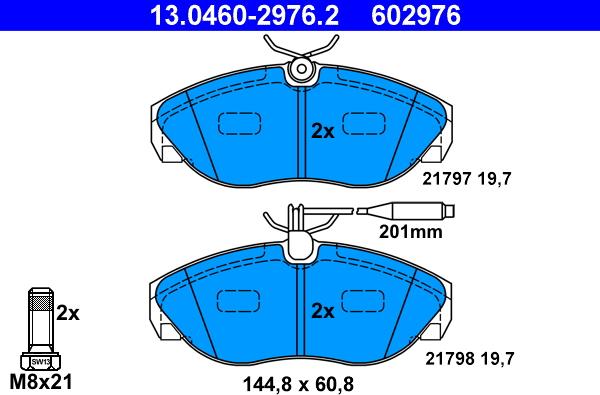 ATE 13.0460-2976.2 - Тормозные колодки, дисковые, комплект avtokuzovplus.com.ua