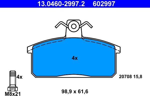 ATE 13.0460-2997.2 - Тормозные колодки, дисковые, комплект avtokuzovplus.com.ua