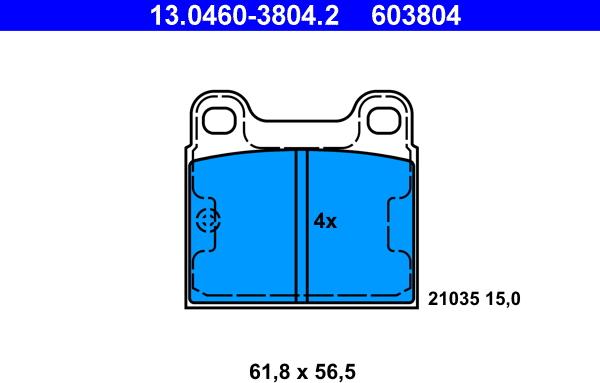 ATE 13.0460-3804.2 - Тормозные колодки, дисковые, комплект avtokuzovplus.com.ua