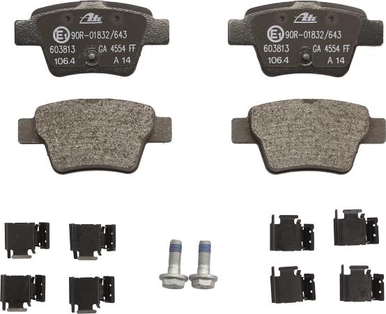 ATE 13.0460-3813.2 - Гальмівні колодки, дискові гальма autocars.com.ua