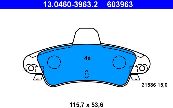 ATE 13.0460-3963.2 - Тормозные колодки, дисковые, комплект avtokuzovplus.com.ua