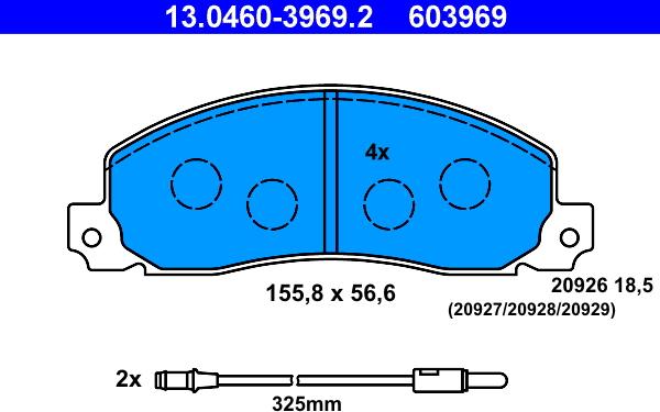 ATE 13.0460-3969.2 - Тормозные колодки, дисковые, комплект autodnr.net