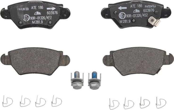 ATE 13.0460-3976.2 - Гальмівні колодки, дискові гальма autocars.com.ua