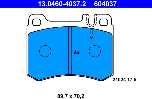 ATE 13.0460-4037.2 - Тормозные колодки, дисковые, комплект autodnr.net