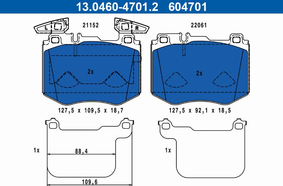 ATE 13.0460-4701.2 - Тормозные колодки, дисковые, комплект avtokuzovplus.com.ua