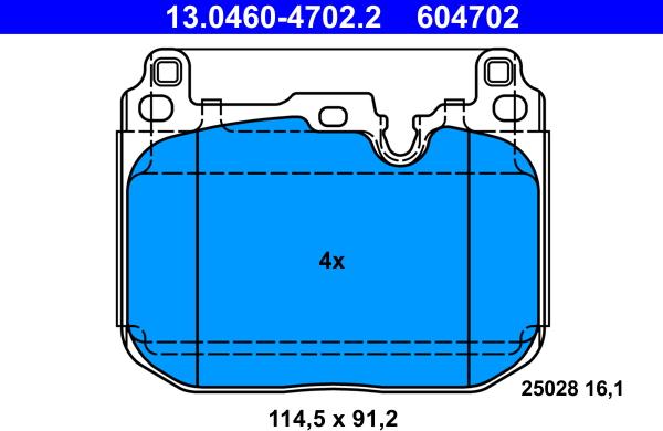 ATE 13.0460-4702.2 - Тормозные колодки, дисковые, комплект avtokuzovplus.com.ua