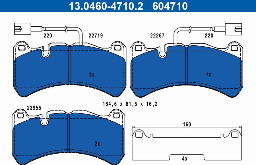 ATE 13.0460-4710.2 - Тормозные колодки, дисковые, комплект autodnr.net