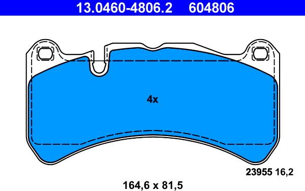 ATE 13.0460-4806.2 - Тормозные колодки, дисковые, комплект avtokuzovplus.com.ua