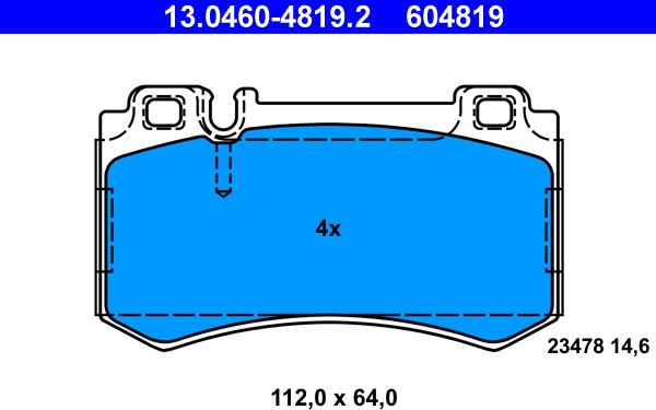 ATE 13.0460-4819.2 - Тормозные колодки, дисковые, комплект autodnr.net