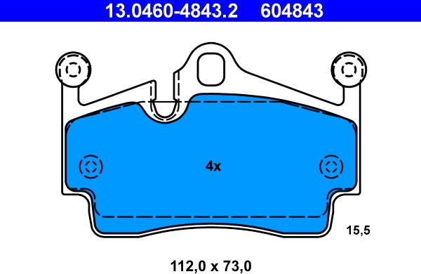 ATE 13.0460-4843.2 - Тормозные колодки, дисковые, комплект avtokuzovplus.com.ua