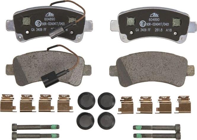 ATE 13.0460-4890.2 - Гальмівні колодки, дискові гальма autocars.com.ua