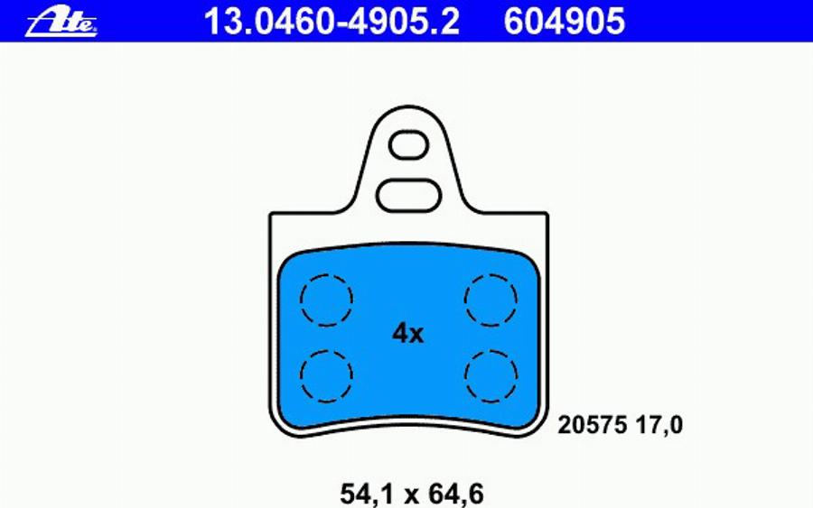 ATE 13 0460 4905 2 - Тормозные колодки, дисковые, комплект avtokuzovplus.com.ua