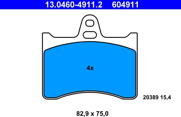 ATE 13.0460-4911.2 - Тормозные колодки, дисковые, комплект avtokuzovplus.com.ua