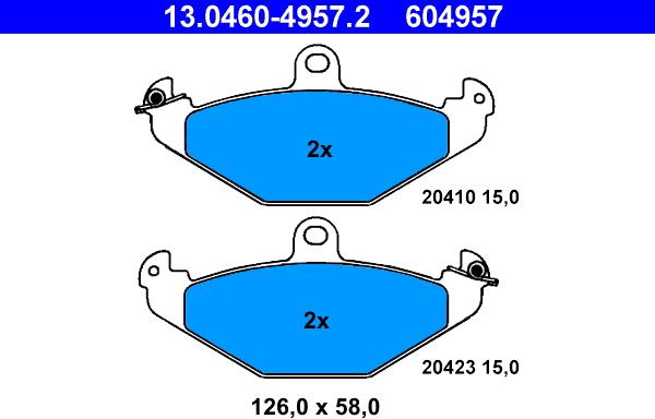 ATE 13.0460-4957.2 - Тормозные колодки, дисковые, комплект avtokuzovplus.com.ua