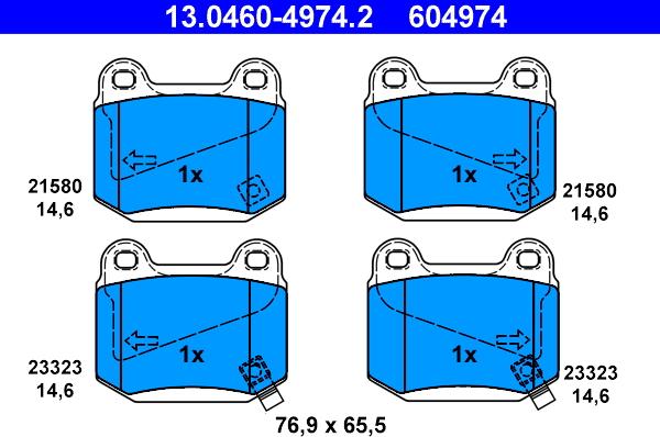 ATE 13.0460-4974.2 - Тормозные колодки, дисковые, комплект autodnr.net