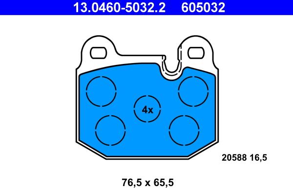 ATE 13.0460-5032.2 - Тормозные колодки, дисковые, комплект avtokuzovplus.com.ua