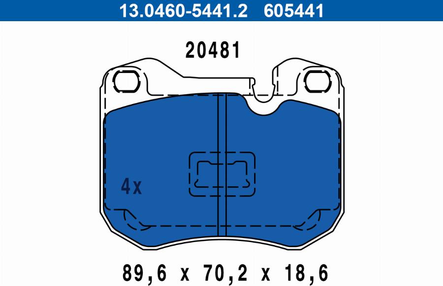 ATE 13.0460-5441.2 - Гальмівні колодки, дискові гальма autocars.com.ua