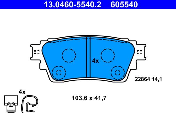 ATE 13.0460-5540.2 - Тормозные колодки, дисковые, комплект autodnr.net