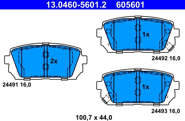 ATE 13.0460-5601.2 - Гальмівні колодки, дискові гальма autocars.com.ua