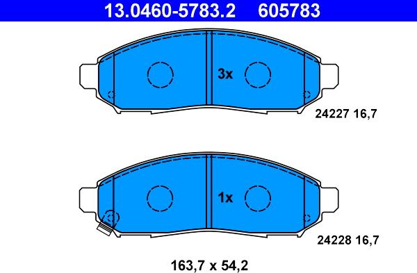 ATE 13.0460-5783.2 - Гальмівні колодки, дискові гальма autocars.com.ua