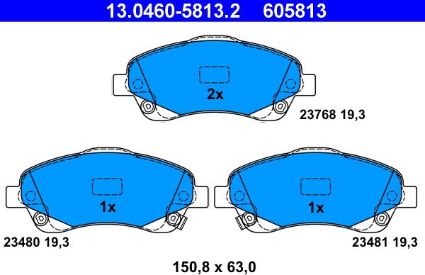 ATE 13.0460-5813.2 - Гальмівні колодки autocars.com.ua