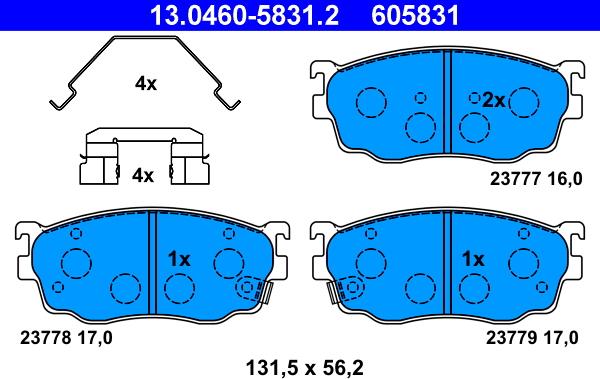 ATE 13.0460-5831.2 - Тормозные колодки, дисковые, комплект avtokuzovplus.com.ua