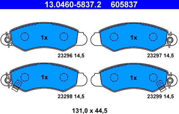 ATE 13.0460-5837.2 - Тормозные колодки, дисковые, комплект avtokuzovplus.com.ua