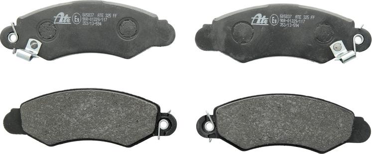 ATE 13.0460-5837.2 - Гальмівні колодки, дискові гальма autocars.com.ua