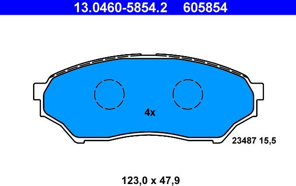 ATE 13.0460-5854.2 - Тормозные колодки, дисковые, комплект avtokuzovplus.com.ua