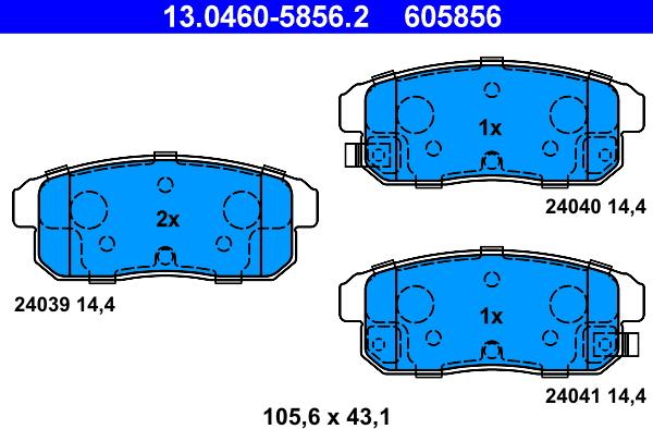ATE 13.0460-5856.2 - Гальмівні колодки, дискові гальма autocars.com.ua