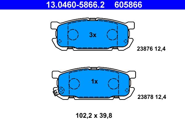 ATE 13.0460-5866.2 - Тормозные колодки, дисковые, комплект avtokuzovplus.com.ua