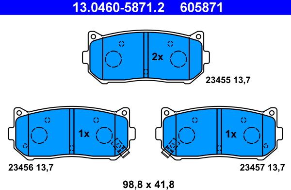 ATE 13.0460-5871.2 - Тормозные колодки, дисковые, комплект autodnr.net