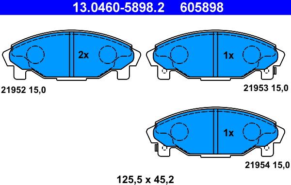 ATE 13.0460-5898.2 - Тормозные колодки, дисковые, комплект autodnr.net