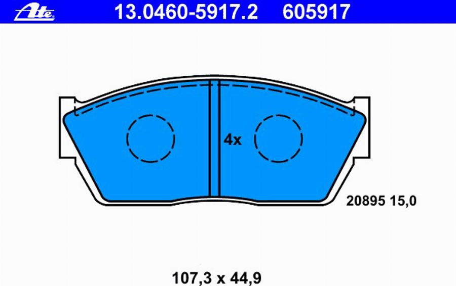 ATE 13.0460-5917.2 - Тормозные колодки, дисковые, комплект autodnr.net