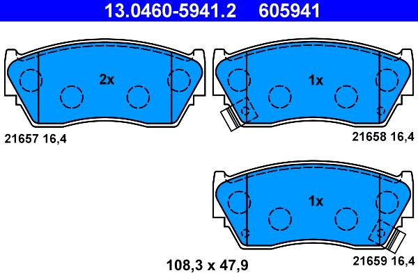 ATE 13.0460-5941.2 - Тормозные колодки, дисковые, комплект avtokuzovplus.com.ua