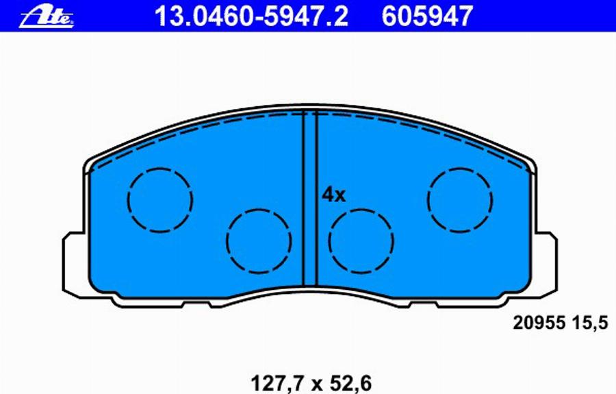 ATE 13 0460 5947 2 - Тормозные колодки, дисковые, комплект avtokuzovplus.com.ua