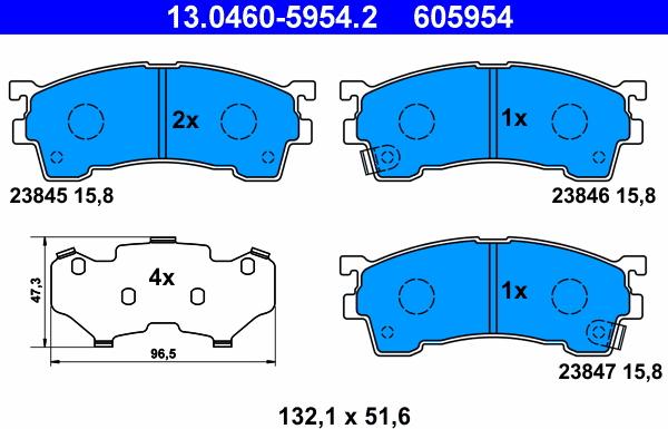 ATE 13.0460-5954.2 - Тормозные колодки, дисковые, комплект avtokuzovplus.com.ua