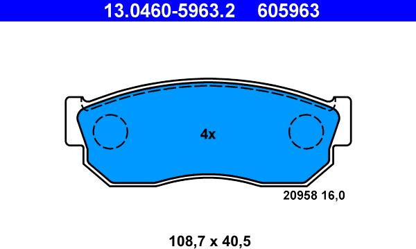 ATE 13.0460-5963.2 - Тормозные колодки, дисковые, комплект avtokuzovplus.com.ua