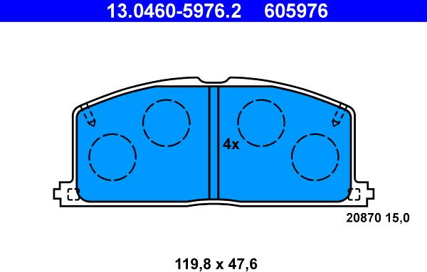 ATE 13.0460-5976.2 - Гальмівні колодки, дискові гальма autocars.com.ua